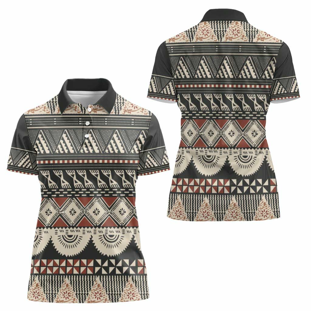 Vintage Bula Fiji Masi Women Polo Shirt Fijian Tapa Cloth - Polynesian Pride