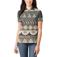 Vintage Bula Fiji Masi Women Polo Shirt Fijian Tapa Cloth - Polynesian Pride