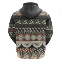 Vintage Bula Fiji Masi Zip Hoodie Fijian Tapa Cloth - Polynesian Pride