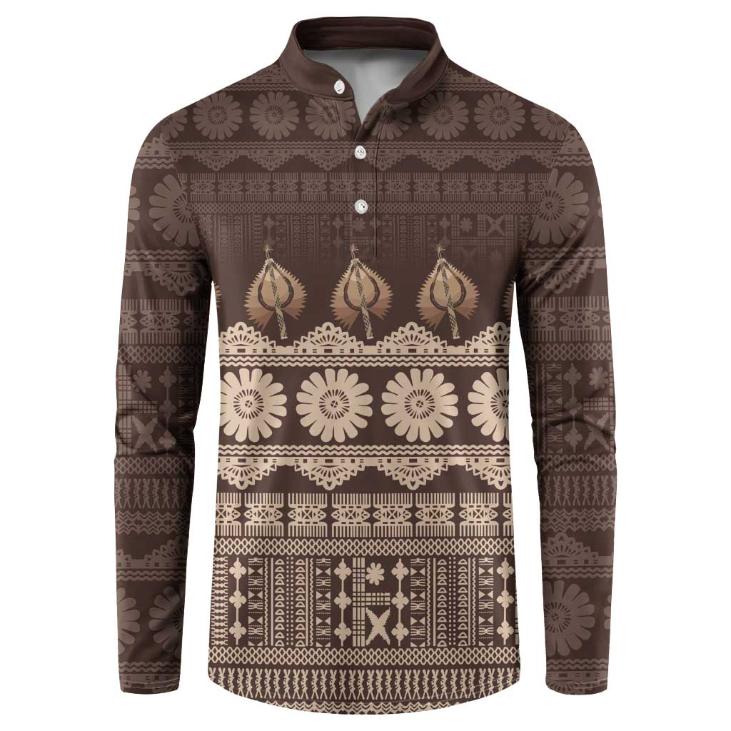 Bula Fiji Iri ni Meke Button Sweatshirt Kuvui Fijian Masi - Polynesian Pride