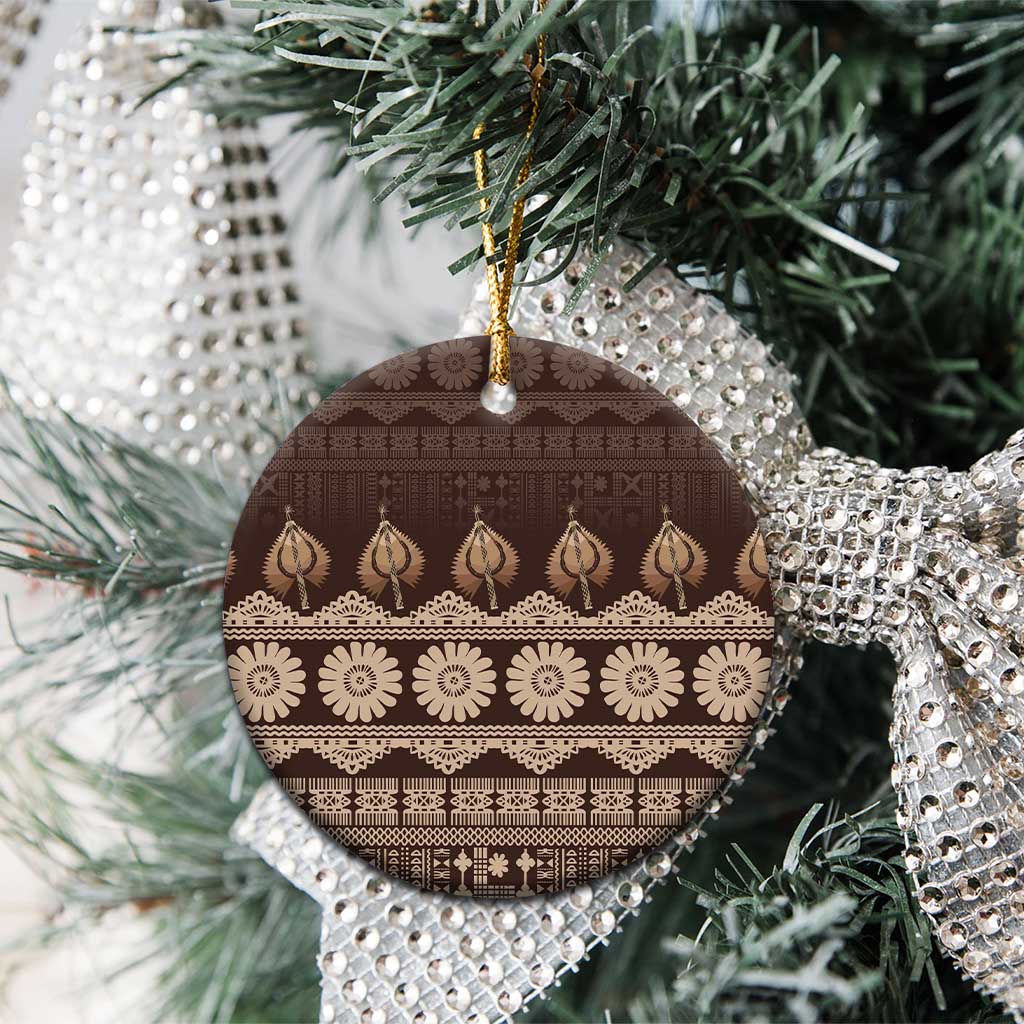 Bula Fiji Iri ni Meke Ceramic Ornament Kuvui Fijian Masi - Polynesian Pride
