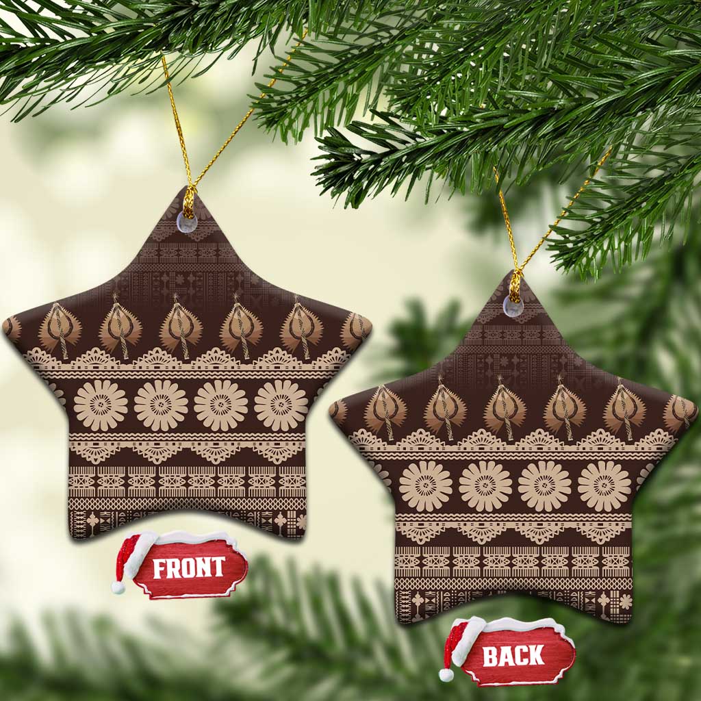 Bula Fiji Iri ni Meke Ceramic Ornament Kuvui Fijian Masi - Polynesian Pride