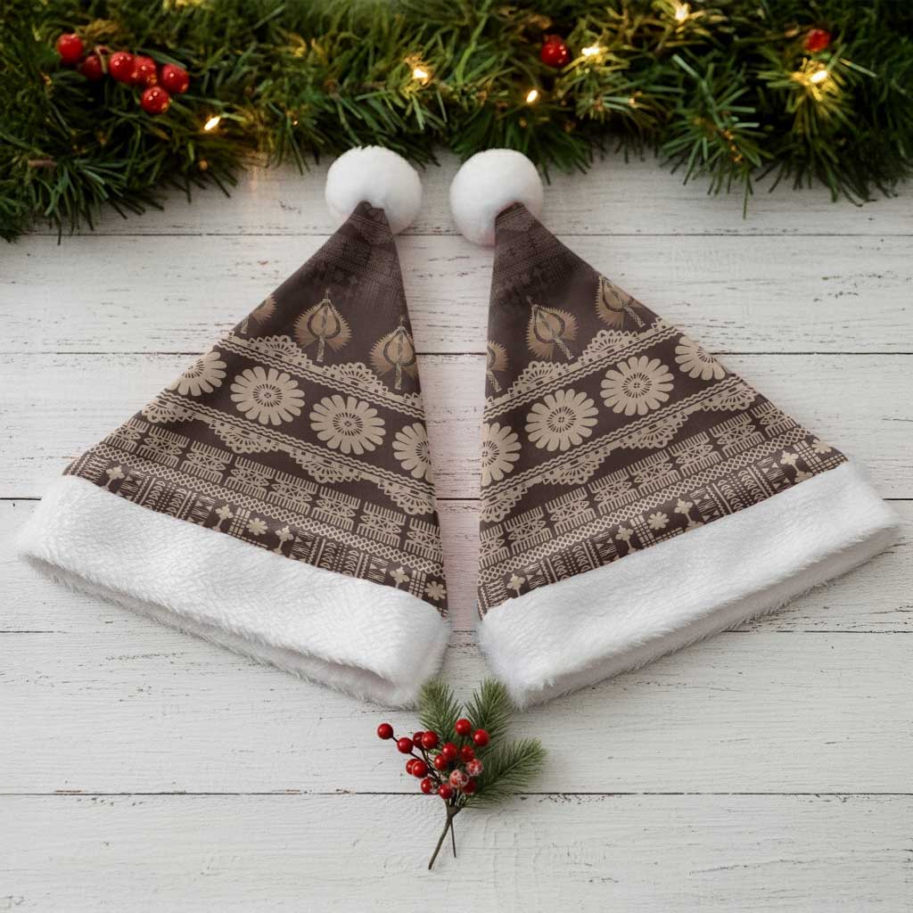 Bula Fiji Iri ni Meke Christmas Santa Hat Kuvui Fijian Masi - Polynesian Pride