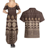 Bula Fiji Iri ni Meke Couples Matching Summer Maxi Dress and Hawaiian Shirt Kuvui Fijian Masi LT14 - Polynesian Pride
