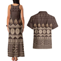 Bula Fiji Iri ni Meke Couples Matching Tank Maxi Dress and Hawaiian Shirt Kuvui Fijian Masi LT14 - Polynesian Pride