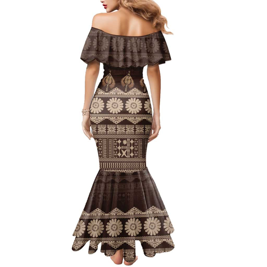 Bula Fiji Iri ni Meke Family Matching Mermaid Dress and Hawaiian Shirt Kuvui Fijian Masi LT14 - Polynesian Pride