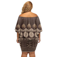 Bula Fiji Iri ni Meke Family Matching Off Shoulder Short Dress and Hawaiian Shirt Kuvui Fijian Masi LT14 - Polynesian Pride