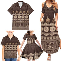 Bula Fiji Iri ni Meke Family Matching Summer Maxi Dress and Hawaiian Shirt Kuvui Fijian Masi LT14 - Polynesian Pride