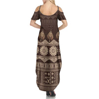 Bula Fiji Iri ni Meke Family Matching Summer Maxi Dress and Hawaiian Shirt Kuvui Fijian Masi LT14 - Polynesian Pride