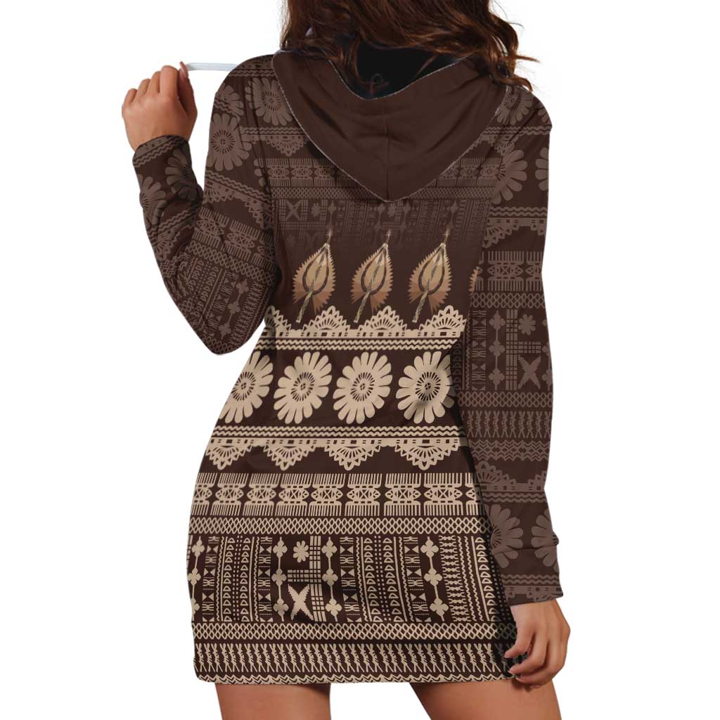 Bula Fiji Iri ni Meke Hoodie Dress Kuvui Fijian Masi LT14 - Polynesian Pride