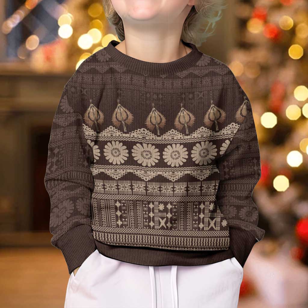 Bula Fiji Iri ni Meke Kid Ugly Christmas Sweater Kuvui Fijian Masi - Polynesian Pride
