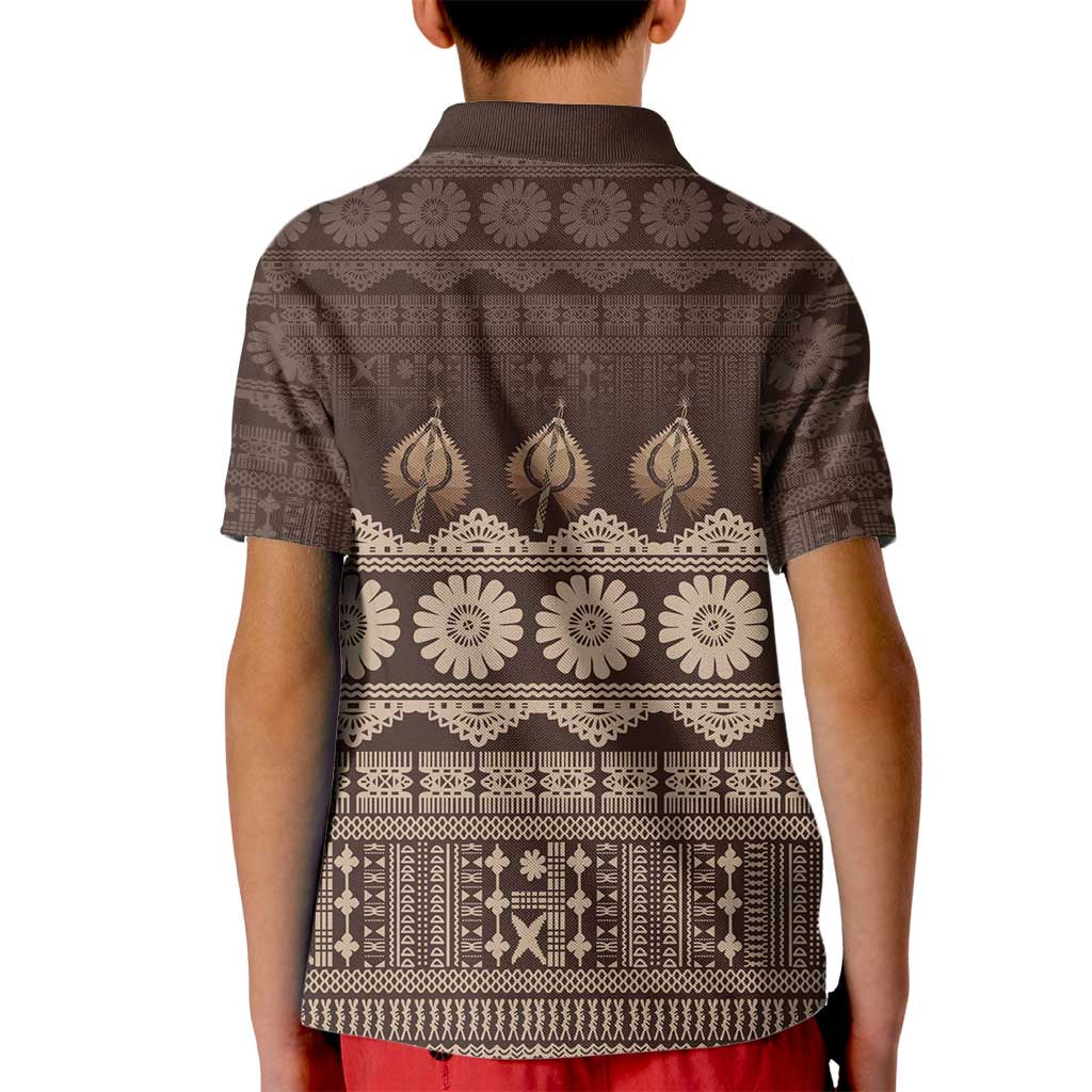 Bula Fiji Iri ni Meke Kid Polo Shirt Kuvui Fijian Masi - Polynesian Pride