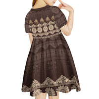 Bula Fiji Iri ni Meke Kid Short Sleeve Dress Kuvui Fijian Masi - Polynesian Pride