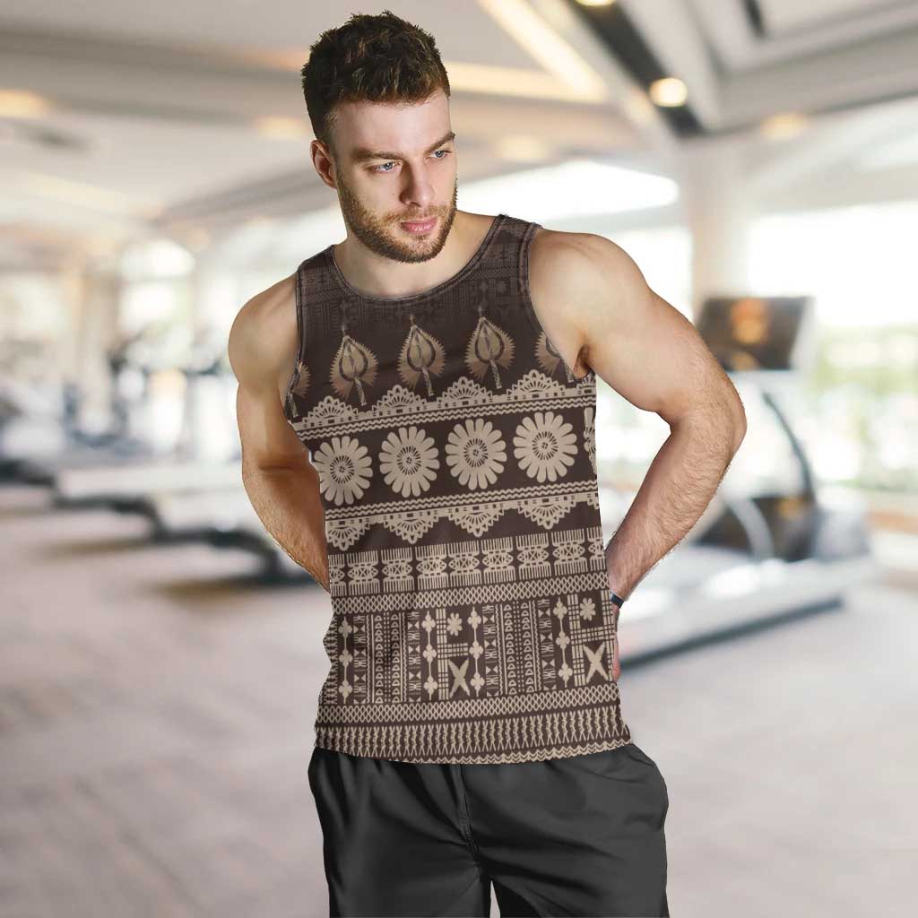 Bula Fiji Iri ni Meke Men Tank Top Kuvui Fijian Masi - Polynesian Pride