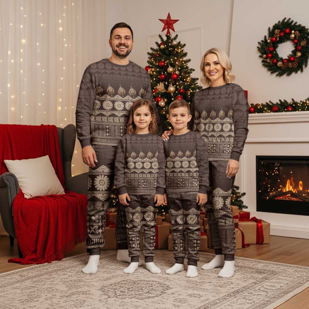Bula Fiji Iri ni Meke Christmas Pajama Set Kuvui Fijian Masi - Polynesian Pride