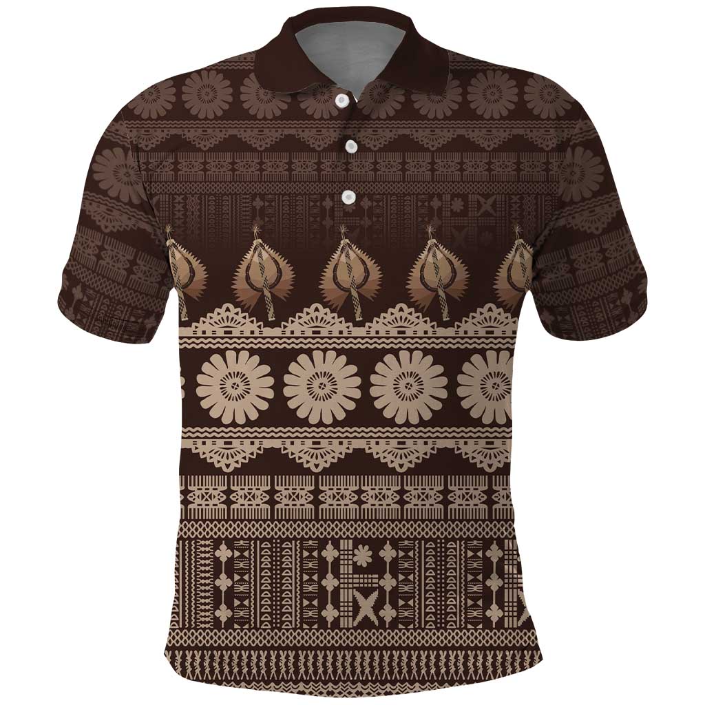 Bula Fiji Iri ni Meke Polo Shirt Kuvui Fijian Masi - Polynesian Pride