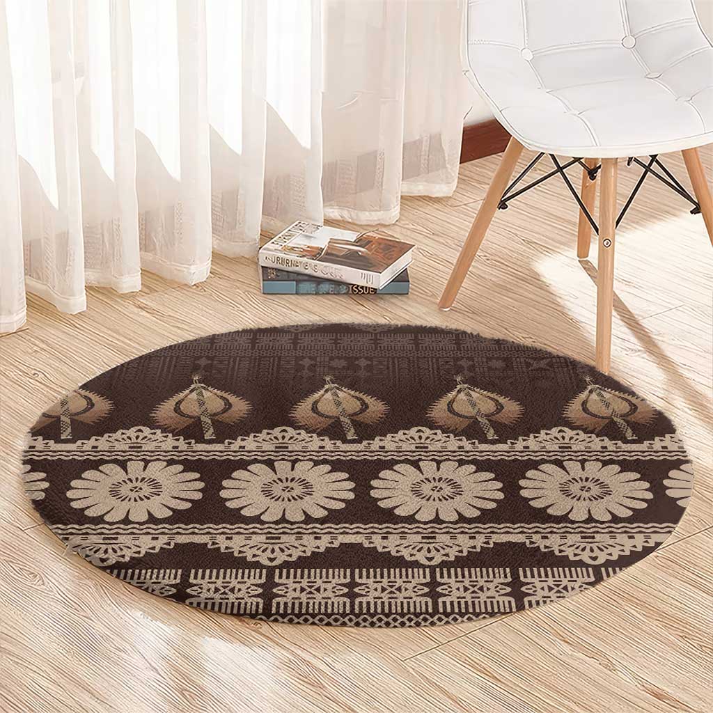 Bula Fiji Iri ni Meke Round Carpet Kuvui Fijian Masi - Polynesian Pride