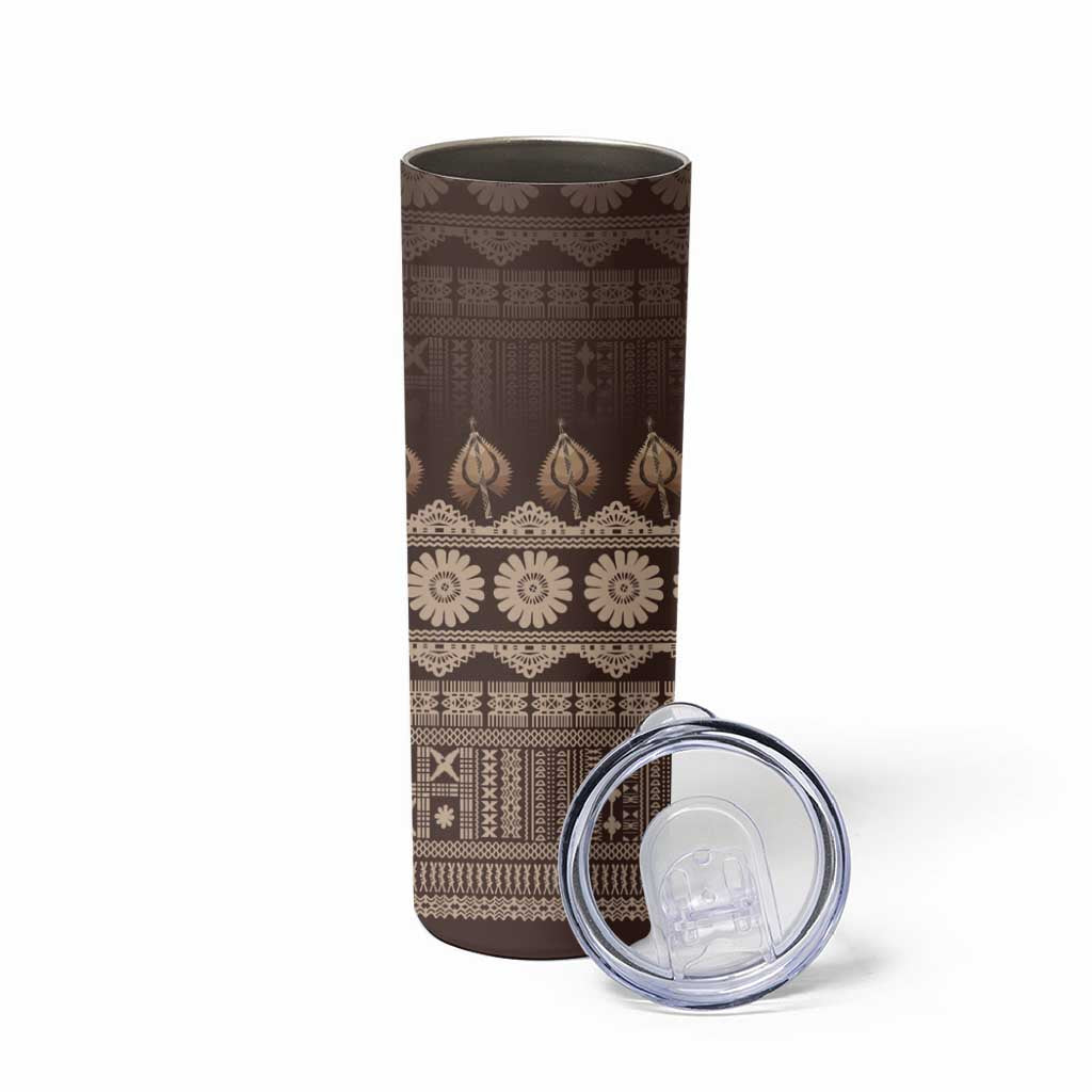 Bula Fiji Iri ni Meke Skinny Tumbler Kuvui Fijian Masi LT14 - Polynesian Pride