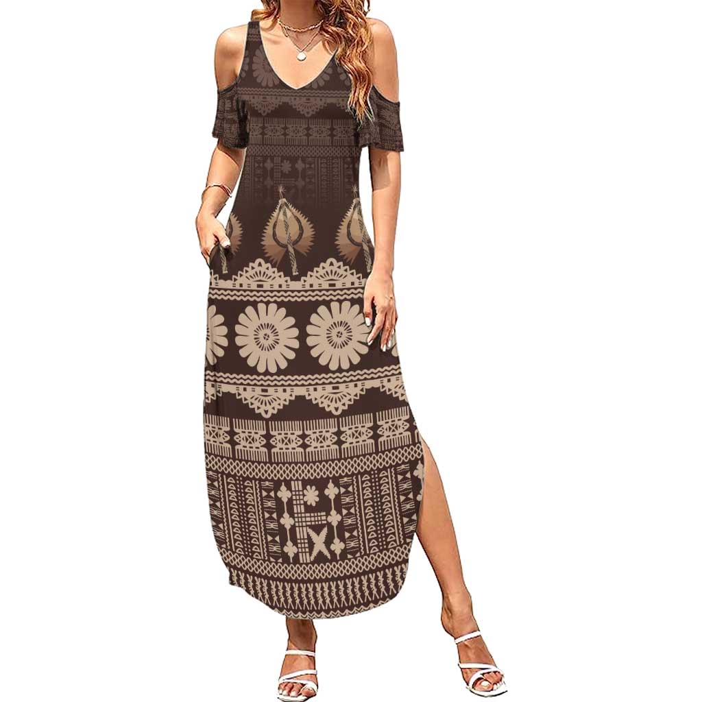 Bula Fiji Iri ni Meke Summer Maxi Dress Kuvui Fijian Masi - Polynesian Pride
