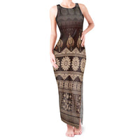 Bula Fiji Iri ni Meke Tank Maxi Dress Kuvui Fijian Masi - Polynesian Pride