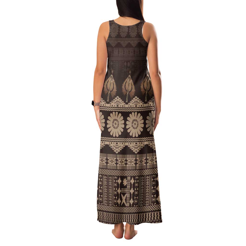 Bula Fiji Iri ni Meke Tank Maxi Dress Kuvui Fijian Masi - Polynesian Pride