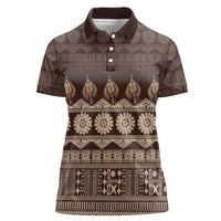 Bula Fiji Iri ni Meke Women Polo Shirt Kuvui Fijian Masi LT14 Female Brown - Polynesian Pride