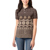Bula Fiji Iri ni Meke Women Polo Shirt Kuvui Fijian Masi LT14 - Polynesian Pride