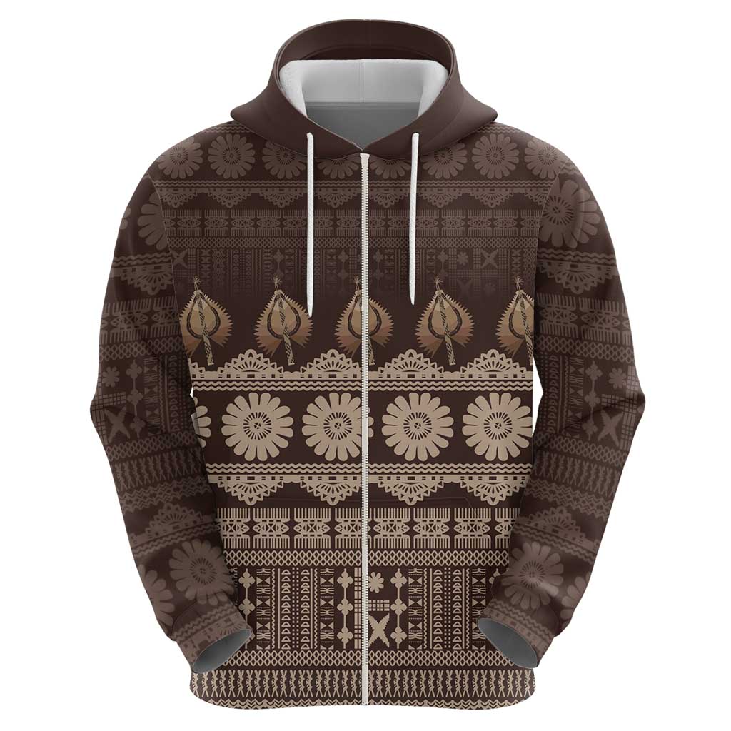 Bula Fiji Iri ni Meke Zip Hoodie Kuvui Fijian Masi - Polynesian Pride