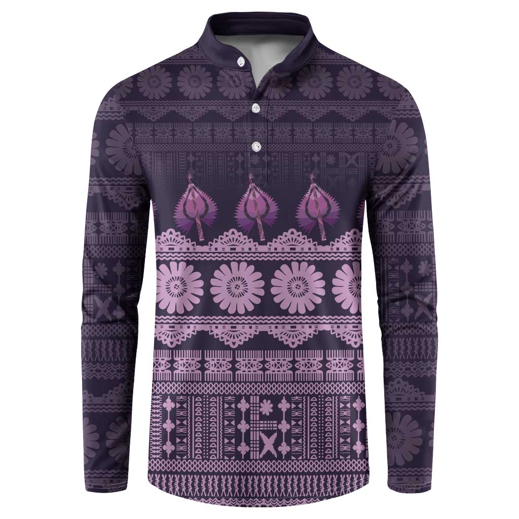 Bula Fiji Iri ni Meke Button Sweatshirt Lokaloka Fijian Masi - Polynesian Pride