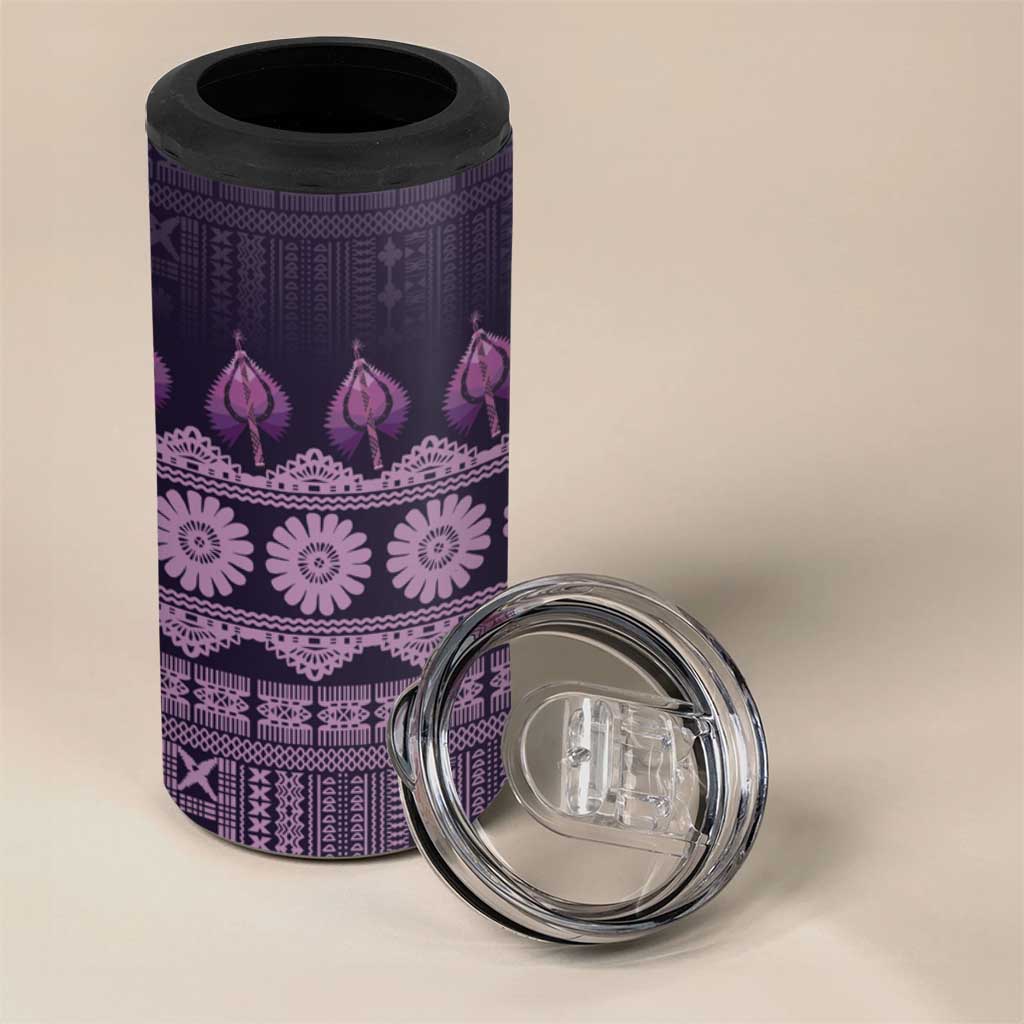 Bula Fiji Iri ni Meke 4 in 1 Can Cooler Tumbler Lokaloka Fijian Masi LT14 - Polynesian Pride