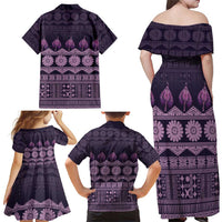 Bula Fiji Iri ni Meke Family Matching Off Shoulder Maxi Dress and Hawaiian Shirt Lokaloka Fijian Masi LT14 - Polynesian Pride