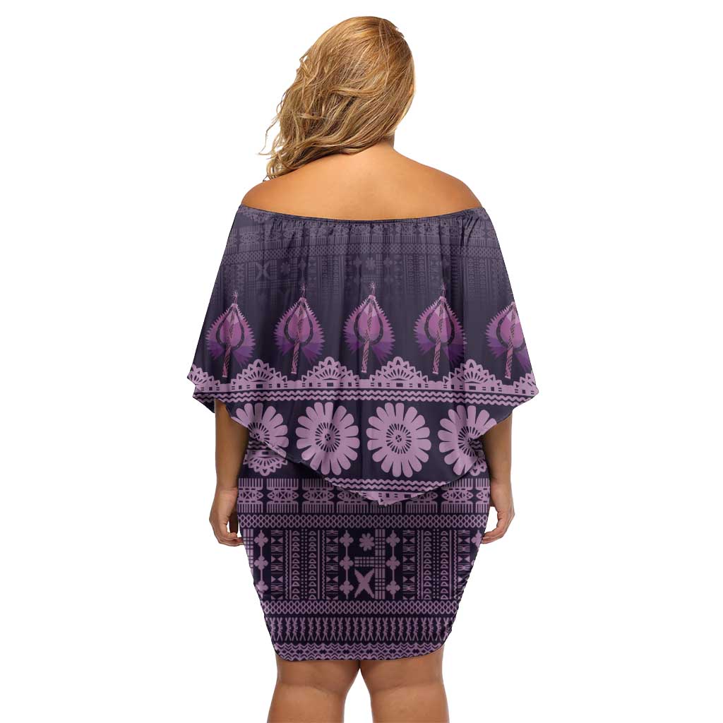 Bula Fiji Iri ni Meke Family Matching Off Shoulder Short Dress and Hawaiian Shirt Lokaloka Fijian Masi LT14 - Polynesian Pride