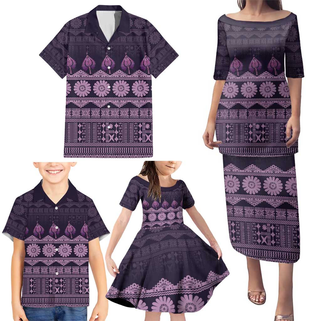 Bula Fiji Iri ni Meke Family Matching Puletasi and Hawaiian Shirt Lokaloka Fijian Masi - Polynesian Pride
