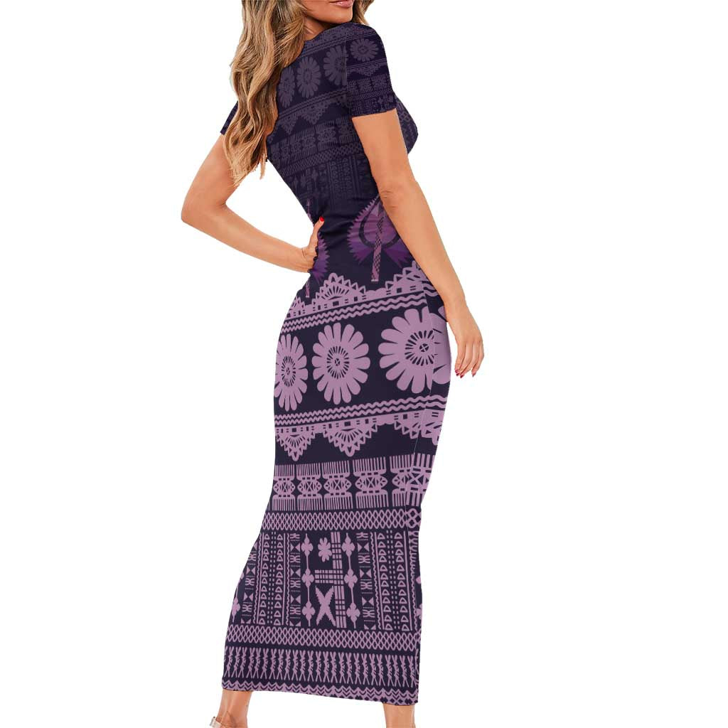 Bula Fiji Iri ni Meke Family Matching Short Sleeve Bodycon Dress and Hawaiian Shirt Lokaloka Fijian Masi LT14 - Polynesian Pride