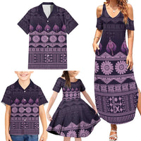 Bula Fiji Iri ni Meke Family Matching Summer Maxi Dress and Hawaiian Shirt Lokaloka Fijian Masi LT14 - Polynesian Pride