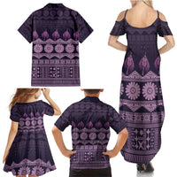 Bula Fiji Iri ni Meke Family Matching Summer Maxi Dress and Hawaiian Shirt Lokaloka Fijian Masi LT14 - Polynesian Pride