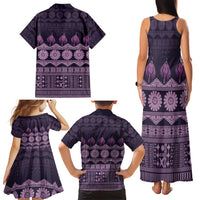 Bula Fiji Iri ni Meke Family Matching Tank Maxi Dress and Hawaiian Shirt Lokaloka Fijian Masi LT14 - Polynesian Pride