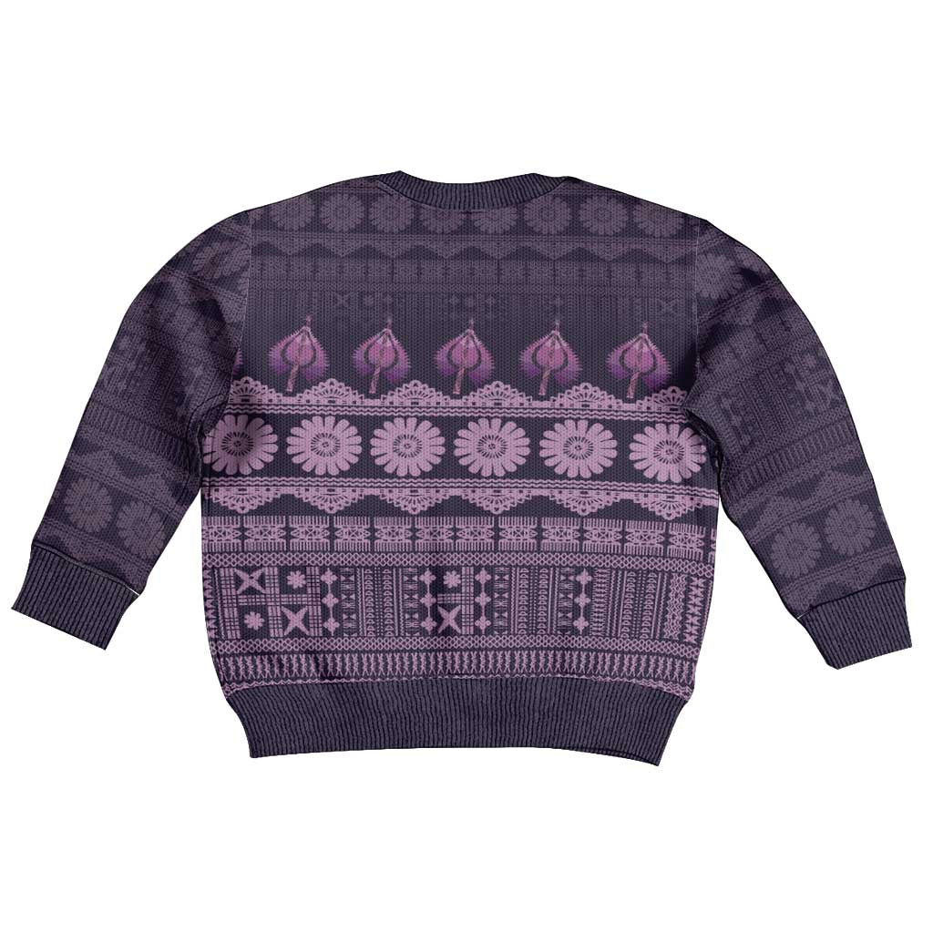 Bula Fiji Iri ni Meke Kid Ugly Christmas Sweater Lokaloka Fijian Masi LT14 - Polynesian Pride