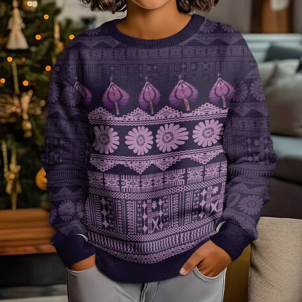 Bula Fiji Iri ni Meke Kid Ugly Christmas Sweater Lokaloka Fijian Masi LT14 - Polynesian Pride