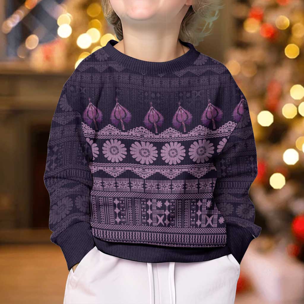 Bula Fiji Iri ni Meke Kid Ugly Christmas Sweater Lokaloka Fijian Masi LT14 - Polynesian Pride