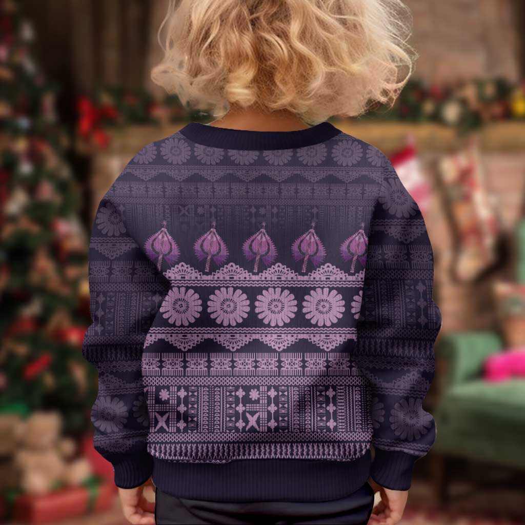 Bula Fiji Iri ni Meke Kid Ugly Christmas Sweater Lokaloka Fijian Masi LT14 - Polynesian Pride