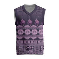 Bula Fiji Iri ni Meke Christmas Knitted V-Neck Vest Lokaloka Fijian Masi LT14 Purple - Polynesian Pride