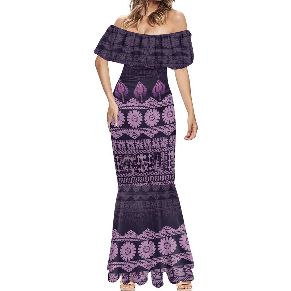 Bula Fiji Iri ni Meke Mermaid Dress Lokaloka Fijian Masi LT14 - Polynesian Pride