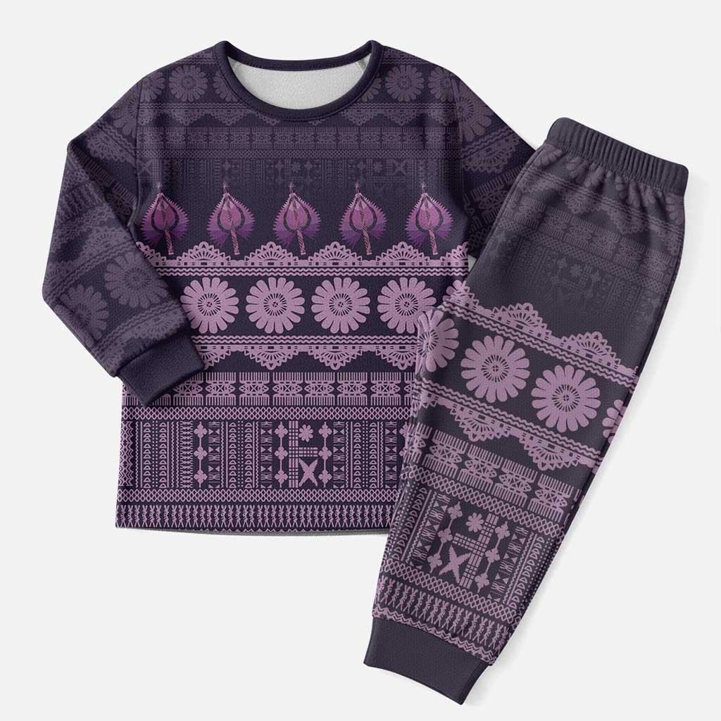 Bula Fiji Iri ni Meke Christmas Pajama Set Lokaloka Fijian Masi - Polynesian Pride