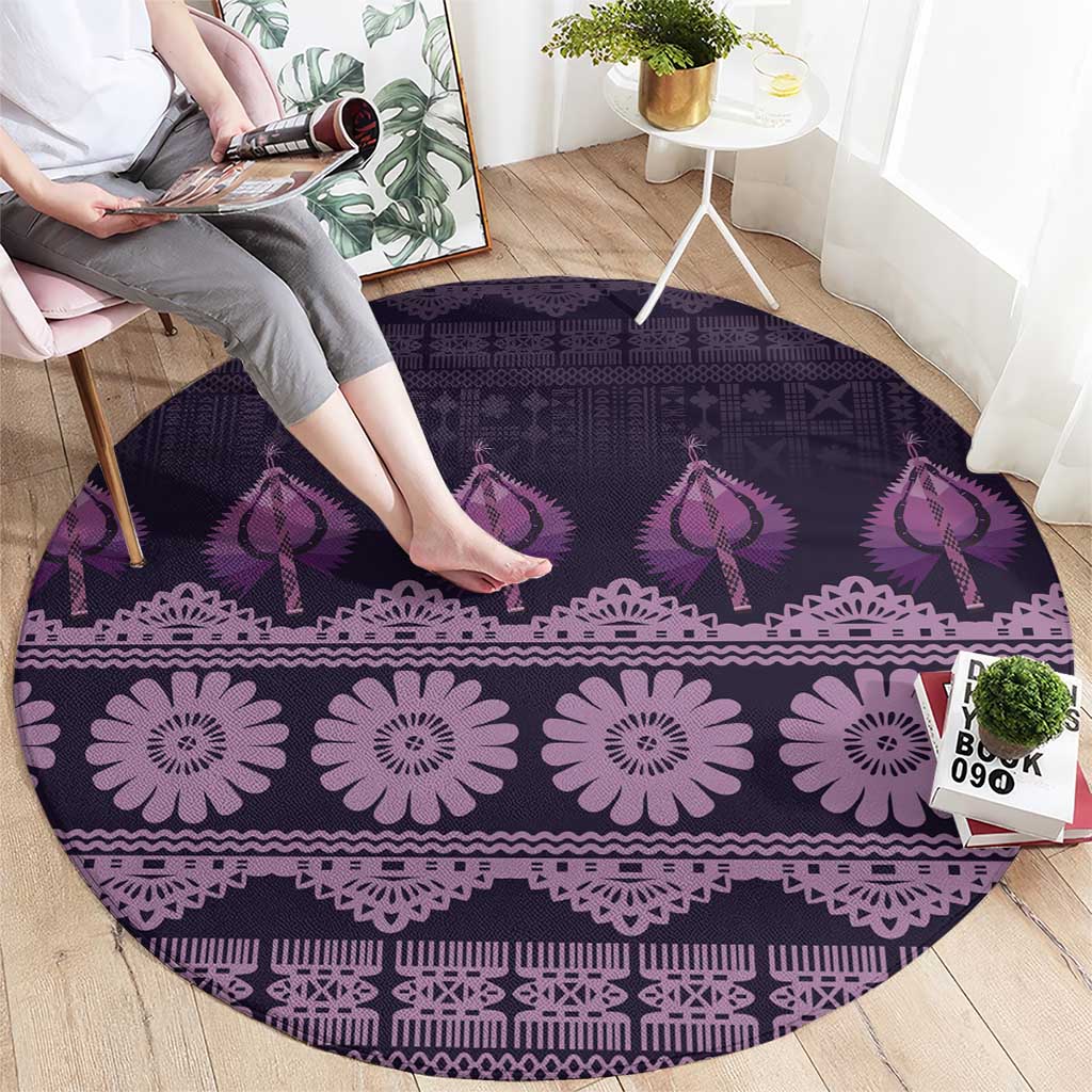Bula Fiji Iri ni Meke Round Carpet Lokaloka Fijian Masi - Polynesian Pride