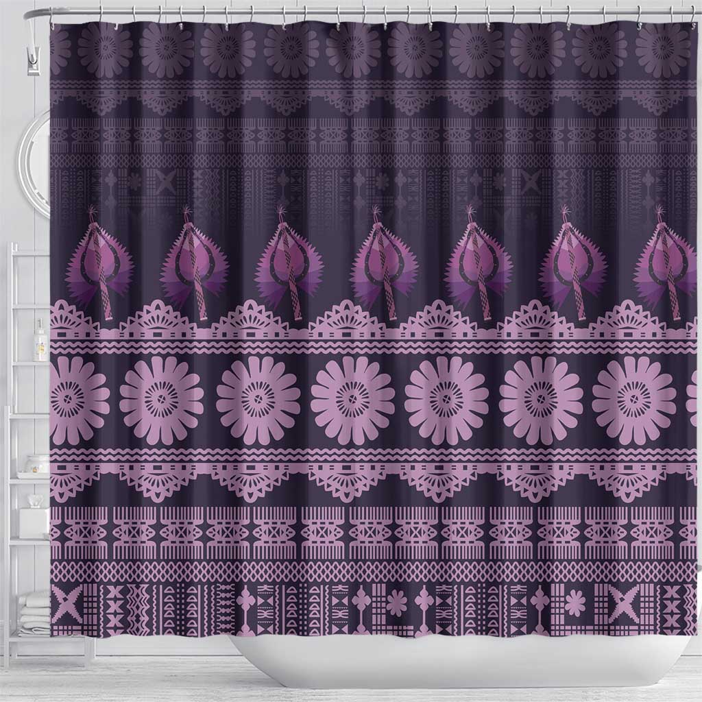 Bula Fiji Iri ni Meke Shower Curtain Lokaloka Fijian Masi - Polynesian Pride