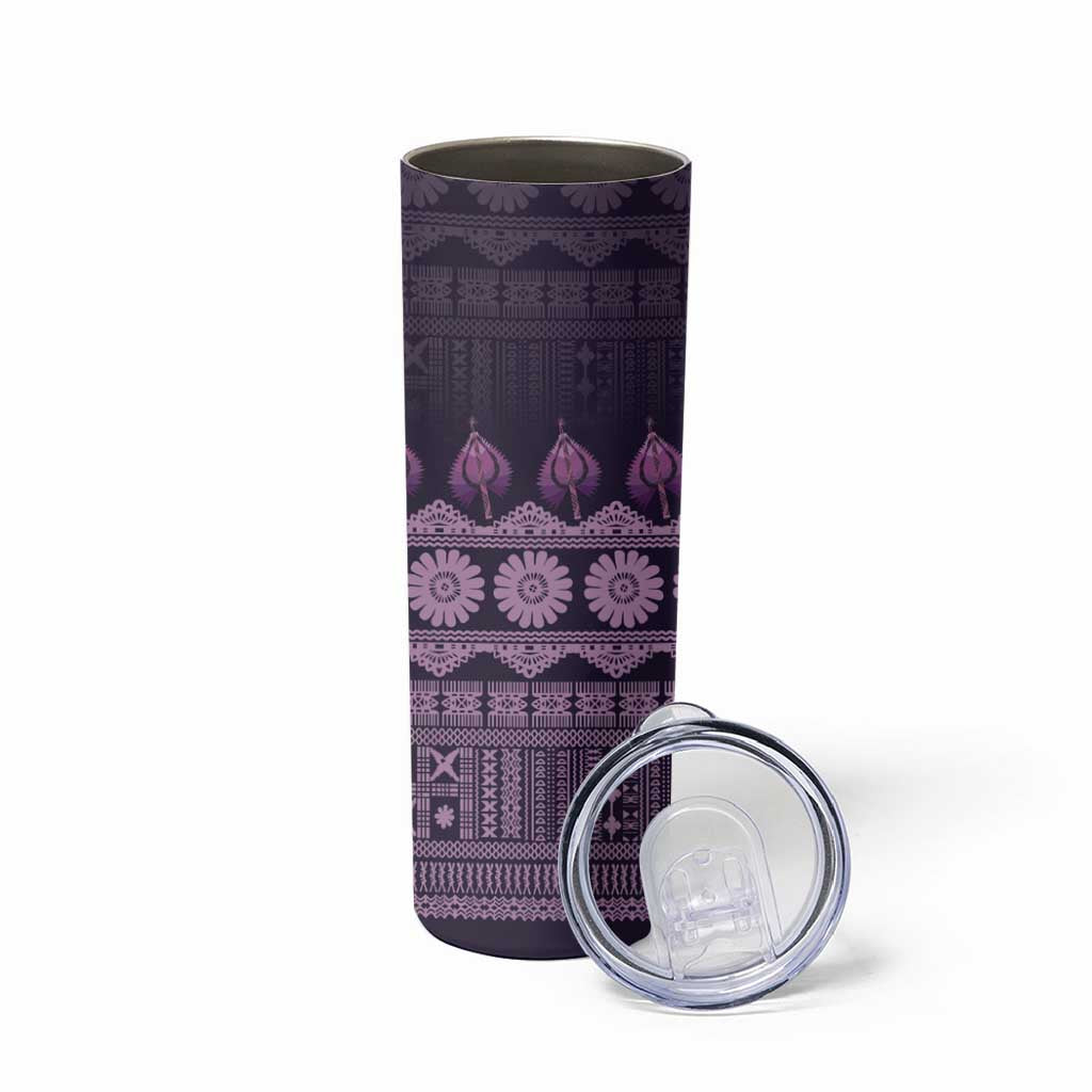 Bula Fiji Iri ni Meke Skinny Tumbler Lokaloka Fijian Masi LT14 - Polynesian Pride