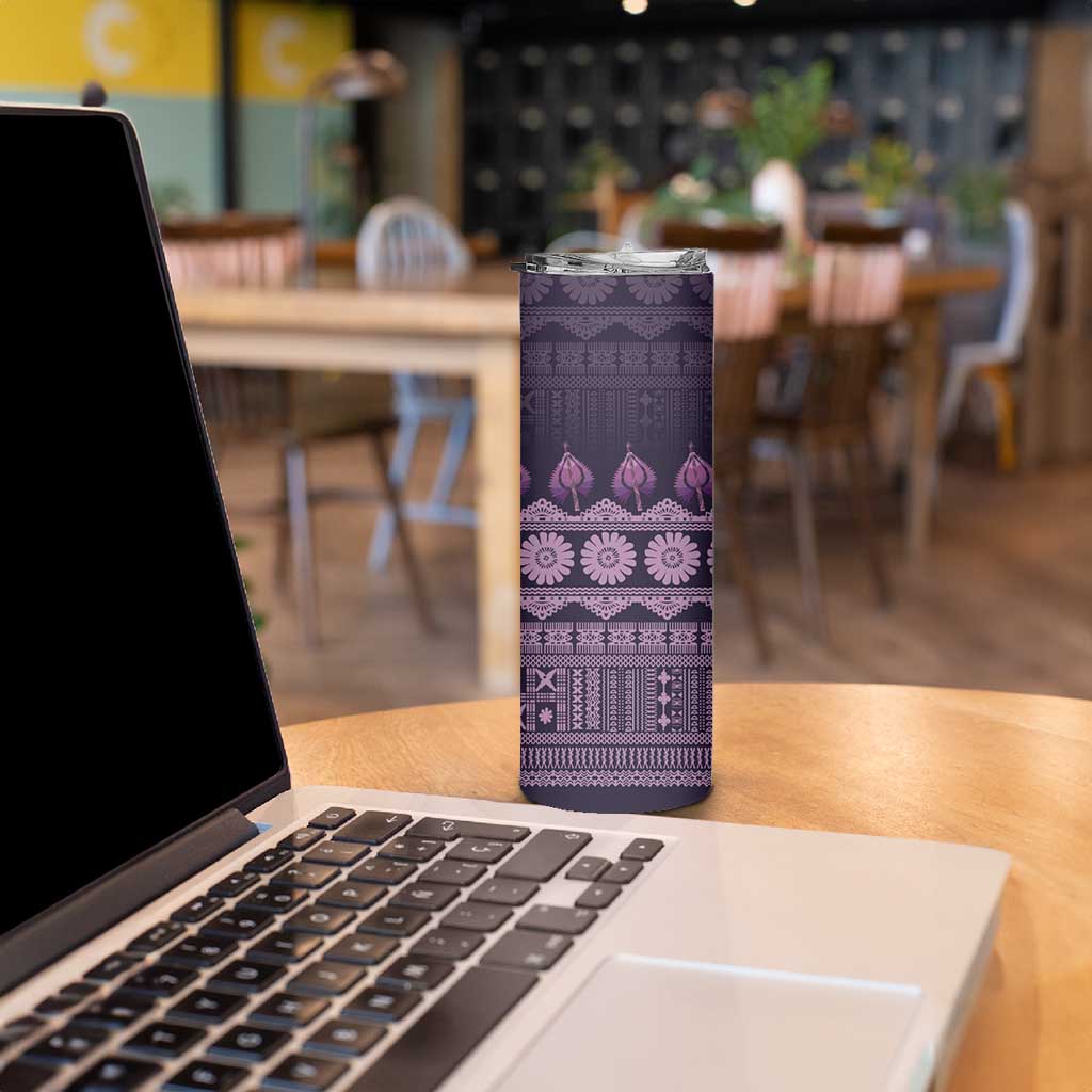 Bula Fiji Iri ni Meke Skinny Tumbler Lokaloka Fijian Masi LT14 - Polynesian Pride