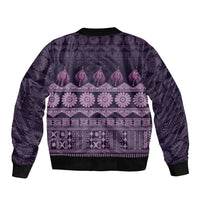 Bula Fiji Iri ni Meke Sleeve Zip Bomber Jacket Lokaloka Fijian Masi - Polynesian Pride