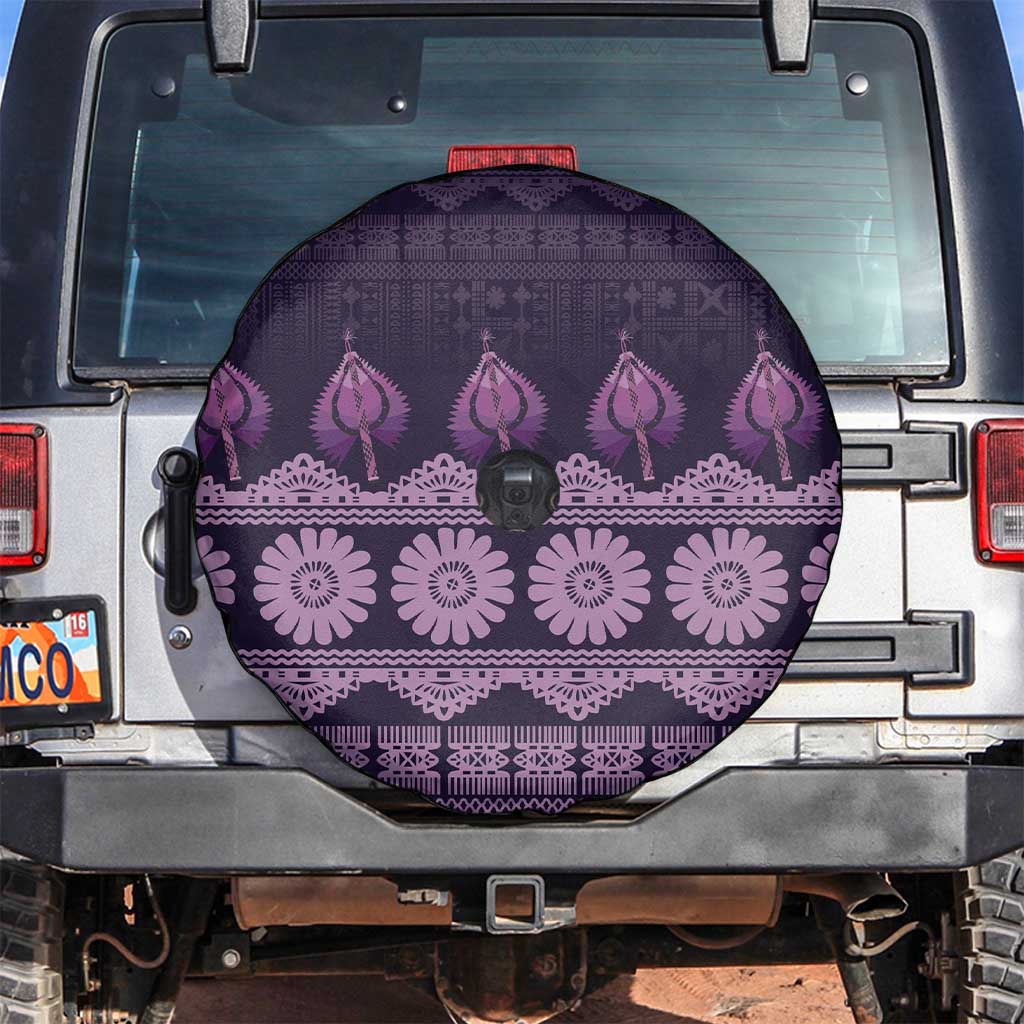 Bula Fiji Iri ni Meke Spare Tire Cover Lokaloka Fijian Masi LT14 Purple - Polynesian Pride